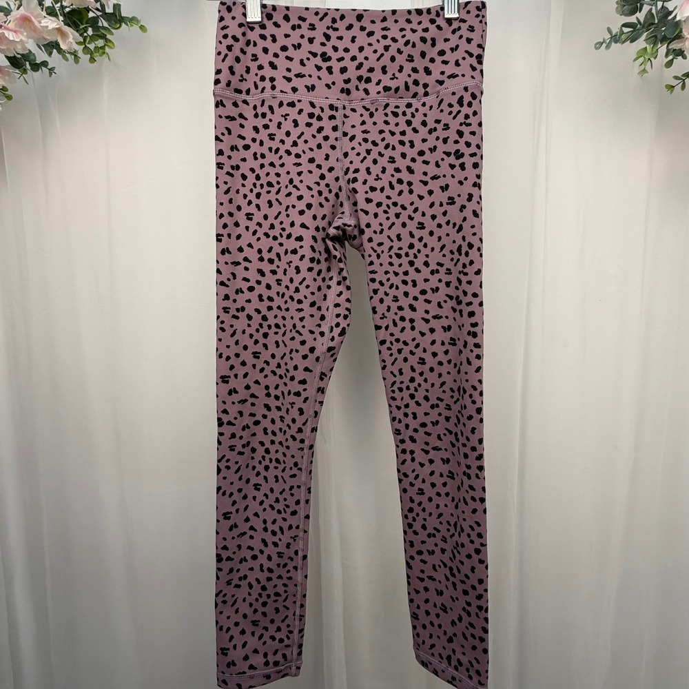 Zyia Active Leopard Print Leggings Purple Black Animal Print High Rise Size 2